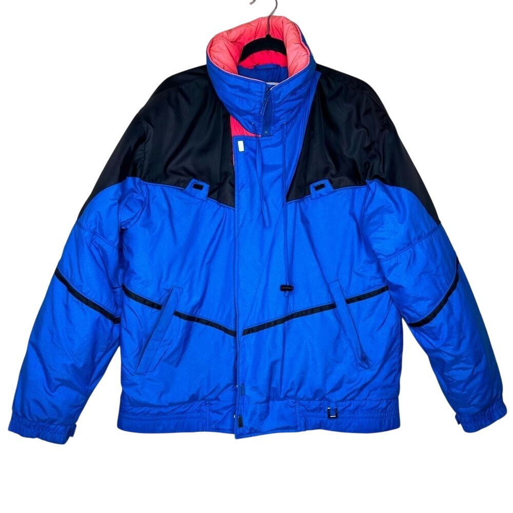 Vintage Profile Ski Jacket Mens Medium Blue Black Thermolite Insulated Puffer